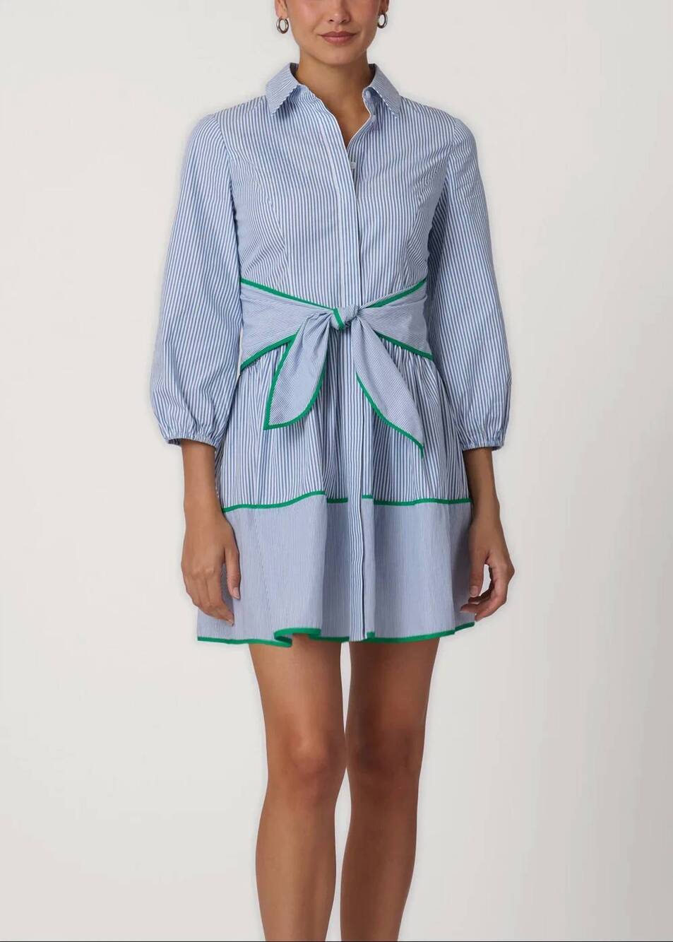 NEW SHOSHANNA chatfield striped poplin mini dress in blue